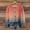 Women's Vintage Knit Button Gradient Print Cardigan Jacket