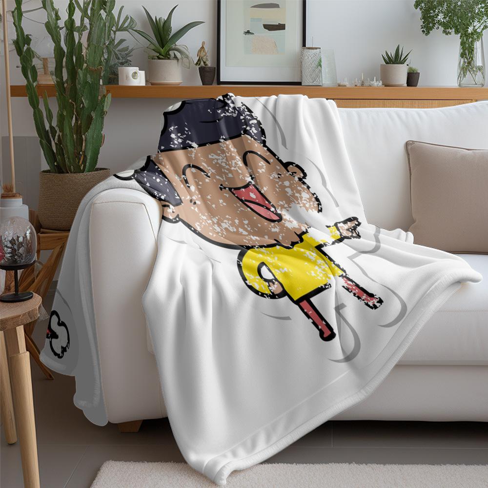 Cute Cartoon Boy Throw Blanket Soft Cozy Kids Bedding Flannel Warm Comforter for Girls Boys Nursery Dorm Room Decor Gift