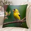 1pc Goldfinch Decorative Pillow Cover | Yellow and Green Natural Theme, Soft Polyester Short Pillowcase, Single-Sided Print, Machine Washable, Zipper