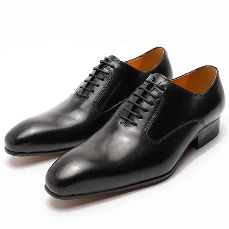 Handmade Oxford Men's Shoes Genuine Leather Lace-Up Casual Business Work Formal Dress Shoes Comfortable High Quality