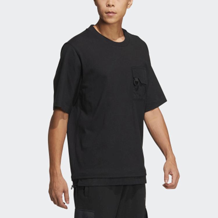 Adidas Originals Trefoil Solid Pocket Patch Crew Neck T-Shirt Men Tops Black HE6616