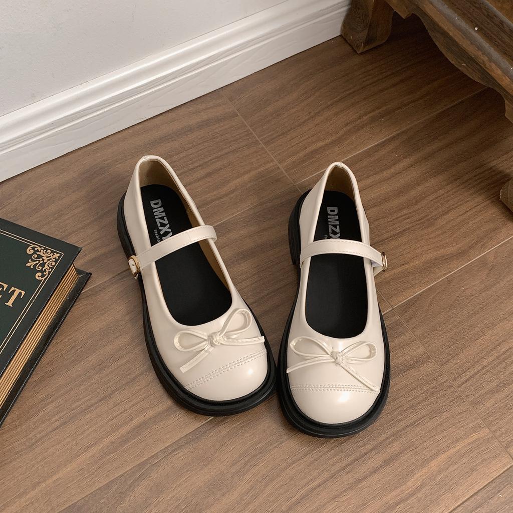 Popular black British style round head platform small leather shoes women's summer 2025 new models with skirts to increase the height Mary Jane singl