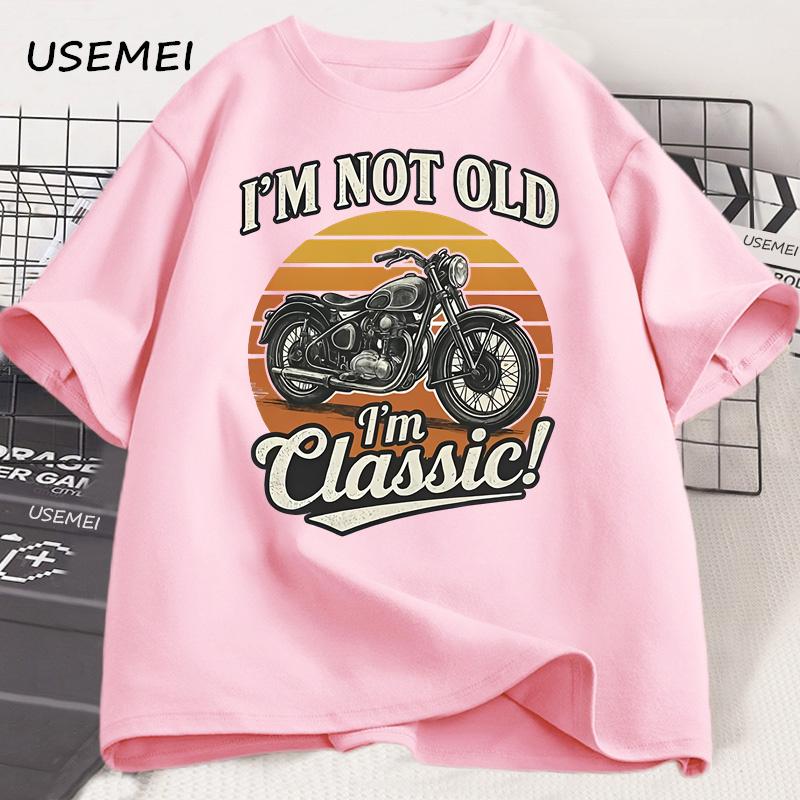 Vintage Motorcycle T Shirt Men Retro Motorcycle Graphic Tee Short-Sleeved Comfortable Soft Loose Tee Trend Street Cotton Tops