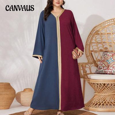Vestidos Femininos Tamanho Grande Splicing Solto Moda Temperamento Vestido Longo Grande Roda