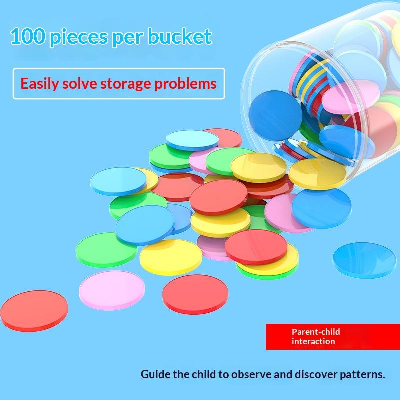 100Pcs Plastic Counting Tokens Colored Round Addition Subtraction Operation Math Teaching Tool Board Game Tokens Bingo Markers