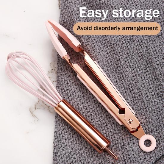 5Pcs Silicone Kitchenware Food Clip Whisk Spoon Scraper Spatula Set Odorless Heat Resistant Flexible Silicone Nonstick Cooking Baking Tools