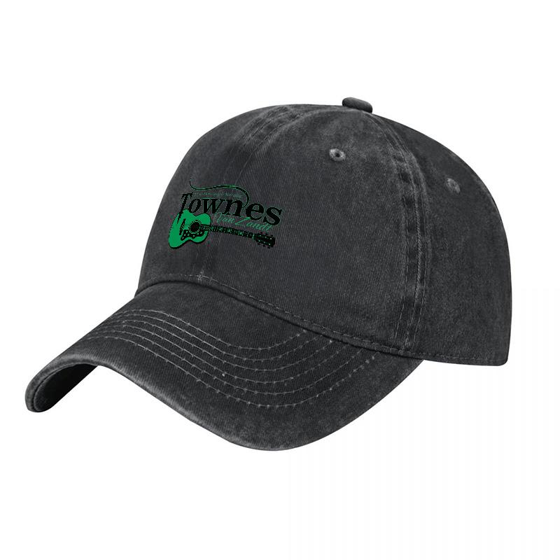 Townes Van Zandt Vintage Washed Canvas Baseball Cap with Green Guitar Logo Design Classic Fit Adjustable Hat for Music Lovers