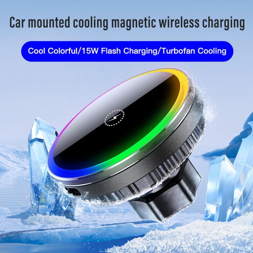 ice-Cooling Wireless Car Charger Magnetic Air Vent Phone Holder For Magsafe iPhone 16 15 14 13 12 Pro Max Fast Charging Stand