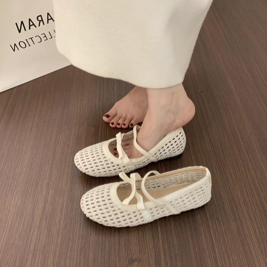 Xieyiren niche evening breeze hollowed-out woven Mary Jane shoes versatile not tired feet ballet single shoes women