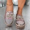 Fashion 2025 New Women Sneakers Couple Fashion Plus Size Sneakers Women Luxury Crystals Bowknot Loafers Sequined Flat Platform Shoes