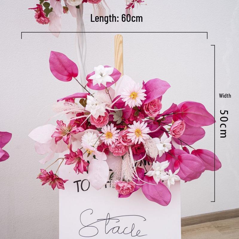 New Floral Ground Row Silk Flower Arrangement for Engagement & Wedding Decor - Large Size, Elegant Design