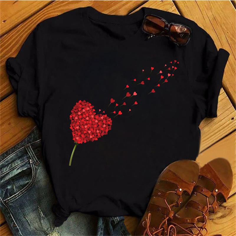 Women Graphic Flower Floral Printed T-shirts Cute 90s Style Vintage Print Tops Lady Tees Clothing Female T Shirt Womens T-Shirts
