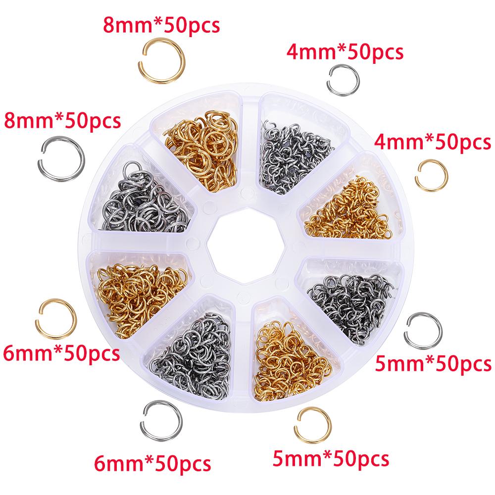 1Box Stainless Steel Lobster Clasps Open Jump Rings Crimp Beads Caps Set For Diy Bracelet Necklace Jewelry Making Accessories