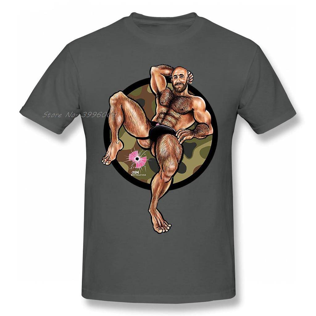 Bullethole Cammo Manspreading T Shirt Gay Interest Musclebear Muscle Bear TShirt Bubblebutt Booty Woof Bullethole T-Shirt