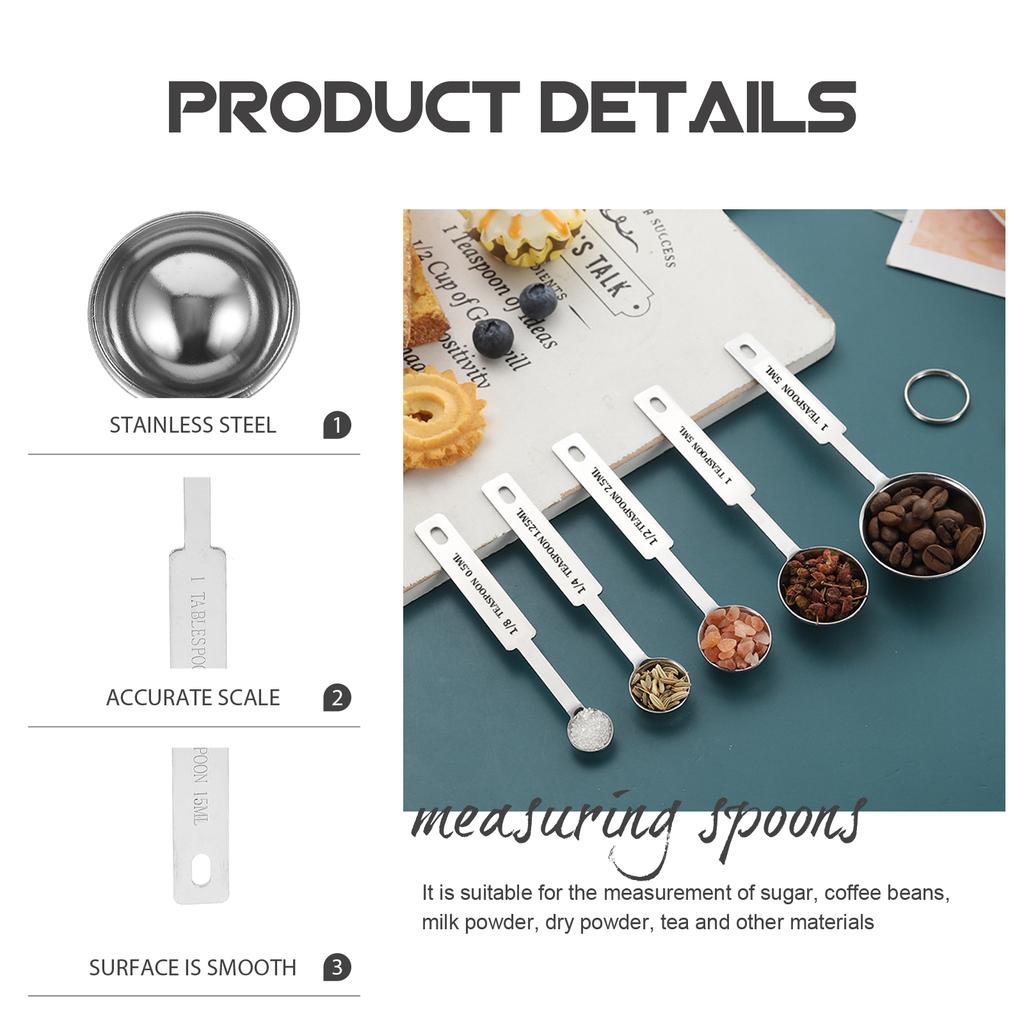 5 szt. Miarki stopniowane Łyżeczki do kawy Łyżka stołowa Miarka Koncentrat Cukier Miarki metryczne i Stal nierdzewna ze skalą