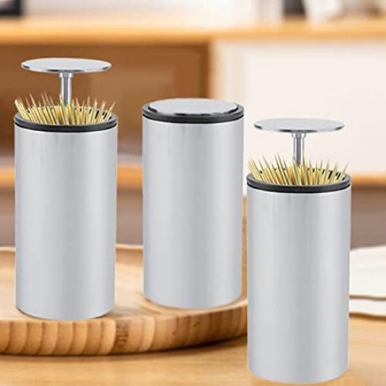 POCREATION Toothpick Dispenser,Toothpick Holder Automatic Stainless Steel Toothpick Dispenser Box Holder Container, for Home