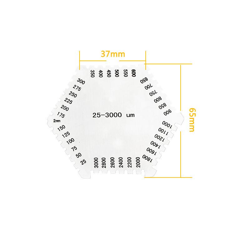 High-Precision Stainless Steel Hexagon Wet Film Comb Paint Wet Film Thickness Gauge Comb