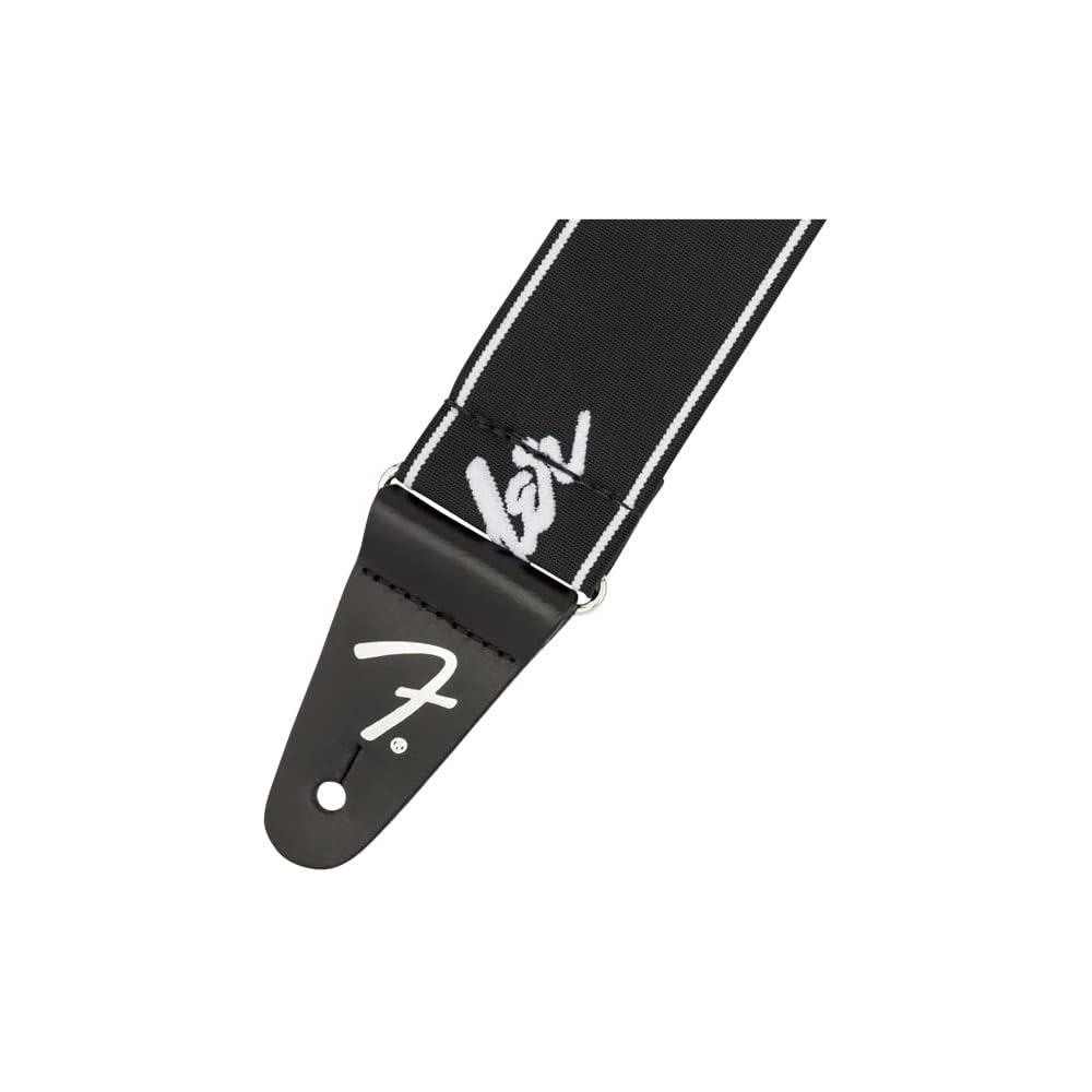 Fender WeighLess Running Logo Strap 2 Inch Black White