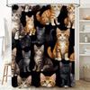 Adorable Cats Shower Curtain Premium Fabric Waterproof Printed Home Decor Bath Rug Set Multiple Size Options Available for Bathr