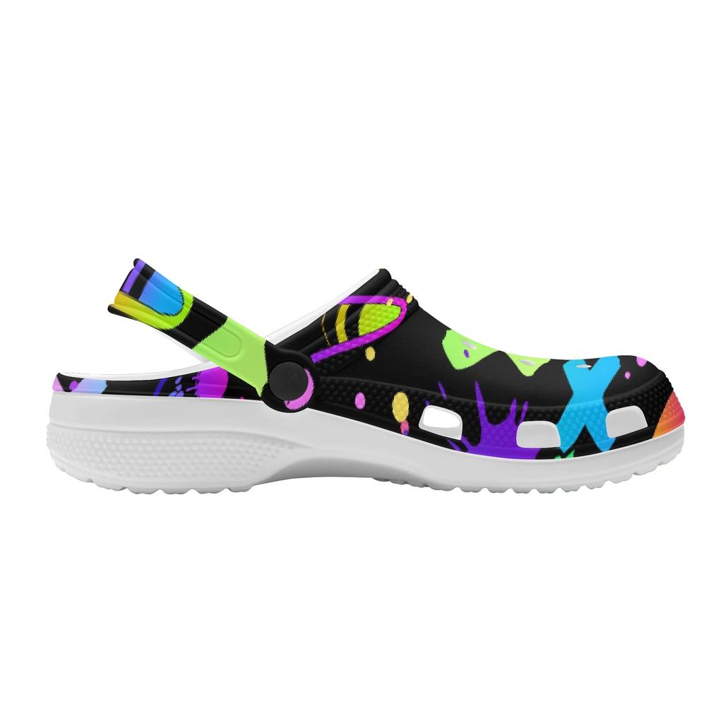 White EVA Clogs with Cute Cat Print, Lightweight Slip On Garden Shoes, Breathable Beach Sandals, Indoor Outdoor Slippers for Men Women
