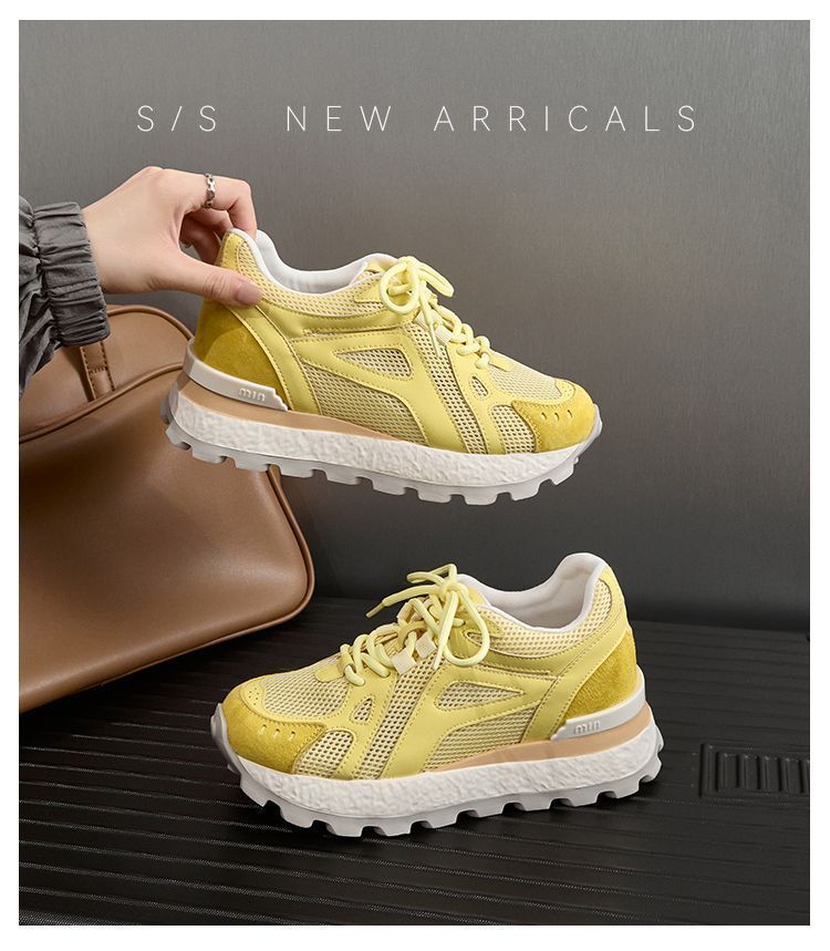 Small CM inner height-increasing women's shoes autumn retro mesh platform casual sports shoes Forrest Gump training shoes