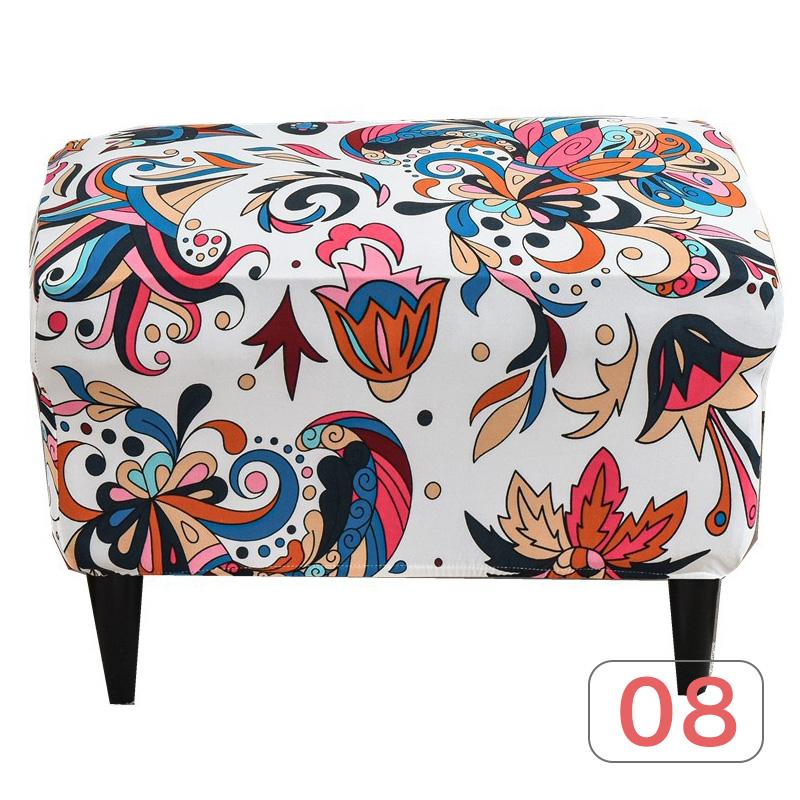 Nordic Style Ottoman Covers Spandex Rectangle Stool Cover All-inclusive Footstool Covers Furniture Protector Sofa Footrest Cover