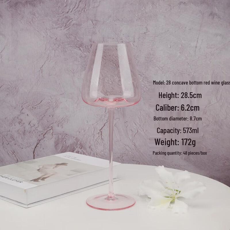 Pink Slanted Rim Red Wine Glass