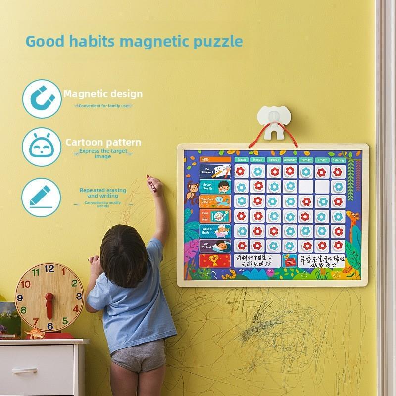 Behavior Wooden Kids Chart With Reward Stickers For Good Encouragement Habit