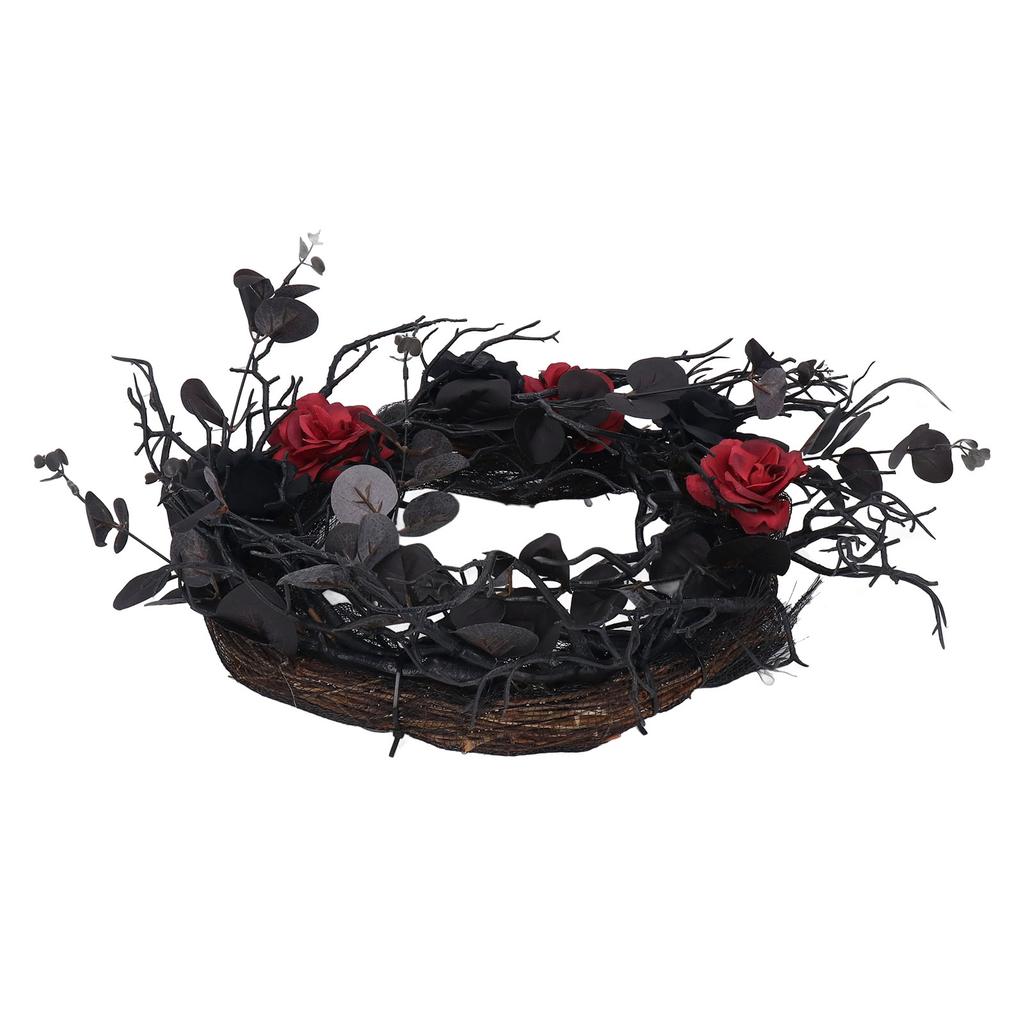 Halloween Wreath Dead Black ABS Artificial Branches Design with Red Flower Door Wreath Garland for Decoration