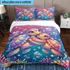 Underwater Two Sea Turtles 3pcs Bedding,Including 1pc Duvet Cover And 2pcs Pillowcases Perfect for Christmas,Ideal for Bedroom, Dormitory
