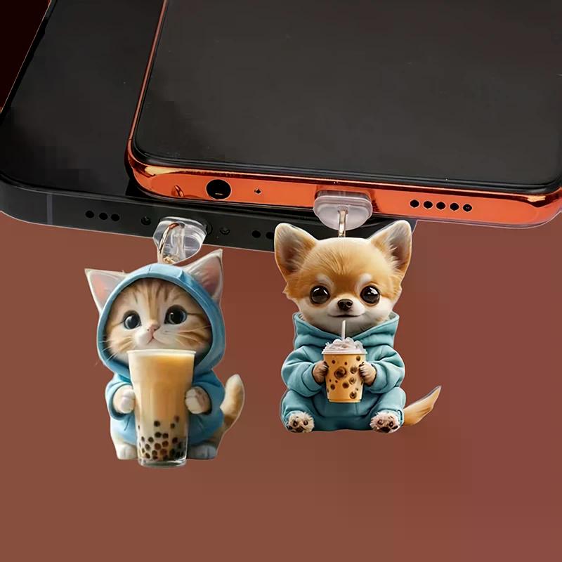 Captivating 2D Kitty Phone Anti-Dust Plug Cap For Charging Port iPhone Type C Dust Barrier Decoration