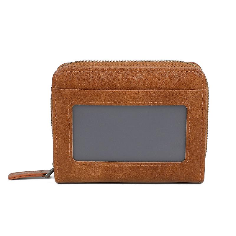 Leather Anti-theft Brush Organ Bag, Multi-functional Large-capacity Simple Change Bag Card Cover Card Bag Wallet