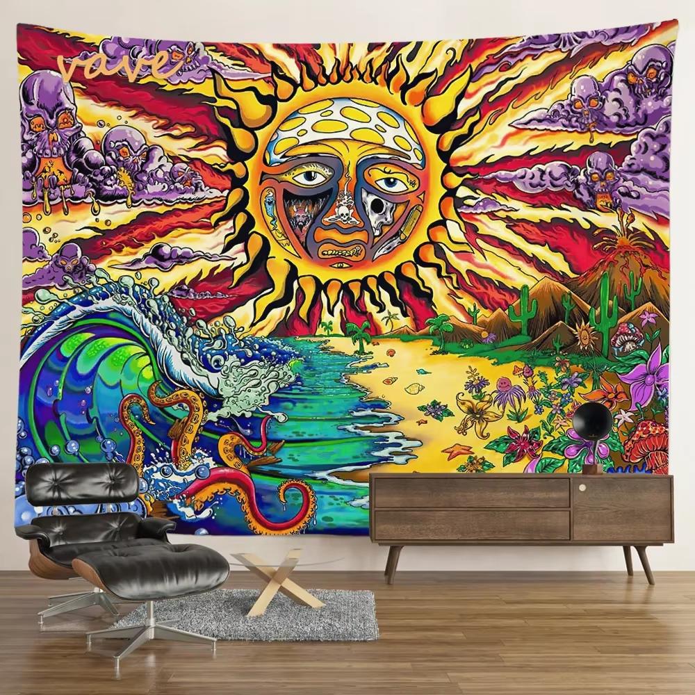 Sun Moon Tarot Tapestry Wall Hanging Bohemian Style Witchcraft Astrology Cloth Fabric Tapestry Flag Living Room Background Cloth