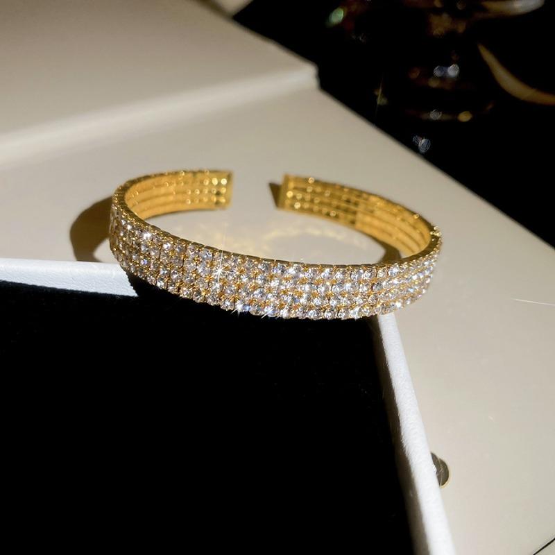 Galaxy Shine~ Diamond-encrusted round multi-layer open bracelet light luxury high-end bracelet temperament dinner party exquisite jewelry