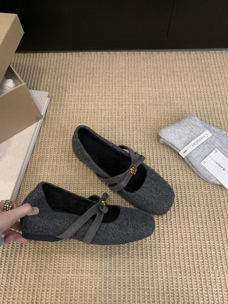 Xiaoxiangfeng Innenhöhererhöhung Mary Jane flauschige Schuhe Damen Jahres Schleife Samt Thermobaumwolle Einzelne Schuhe