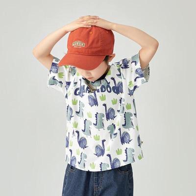 Duoduojia Boys' Summer Dinosaur Print Cotton T-shirt