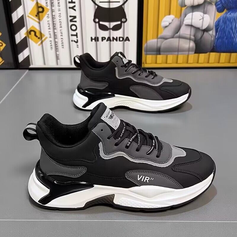 Men's Shoes Summer New Breathable Leather Shoes Men's Sports Shoes Korean Version Versatile Little White Inner Height Increase Dad Trendy Shoes