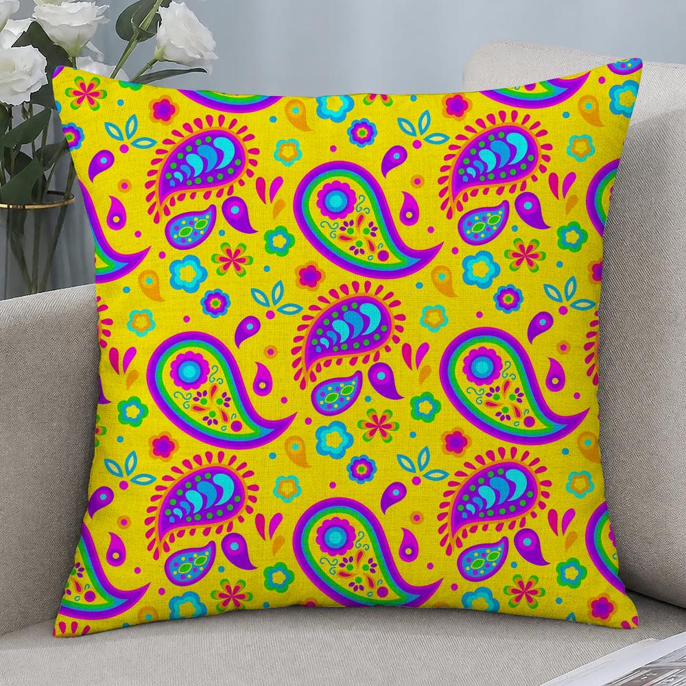 Pattern Paisley Patterned Cushion Cover Cushion Covers Natural Linen Breathable Sofa Bedroom Decor Pillowcase