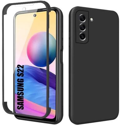 Protective Case - BOOLING - for Samsung Galaxy S22 - 360° Anti-Scratch - Silicone + PET - Black
