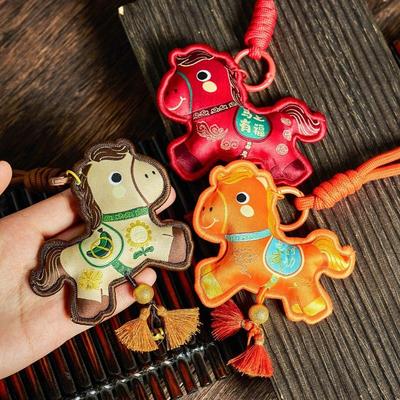 Fragrant Pony Sachet Pendant Embroidery Hanging Year of Horse Pendant Creative Lucky Charm Horse Tassel Keychain Spring Festival