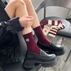 Women New Red Lovely Bow Mid-tube Beauty Korean Fashion Academy Style Boneless Pile Cotton Comfort Ins Sock Autumn Winter Socks