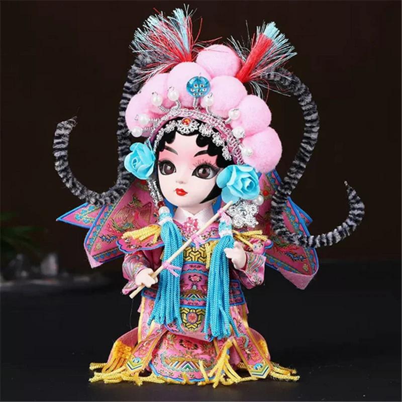 Chinese Opera Character Decoration Silk Doll Peking Opera Mask Doll Chinese Handmade Decorative Gifts Shop Decoration Doll
