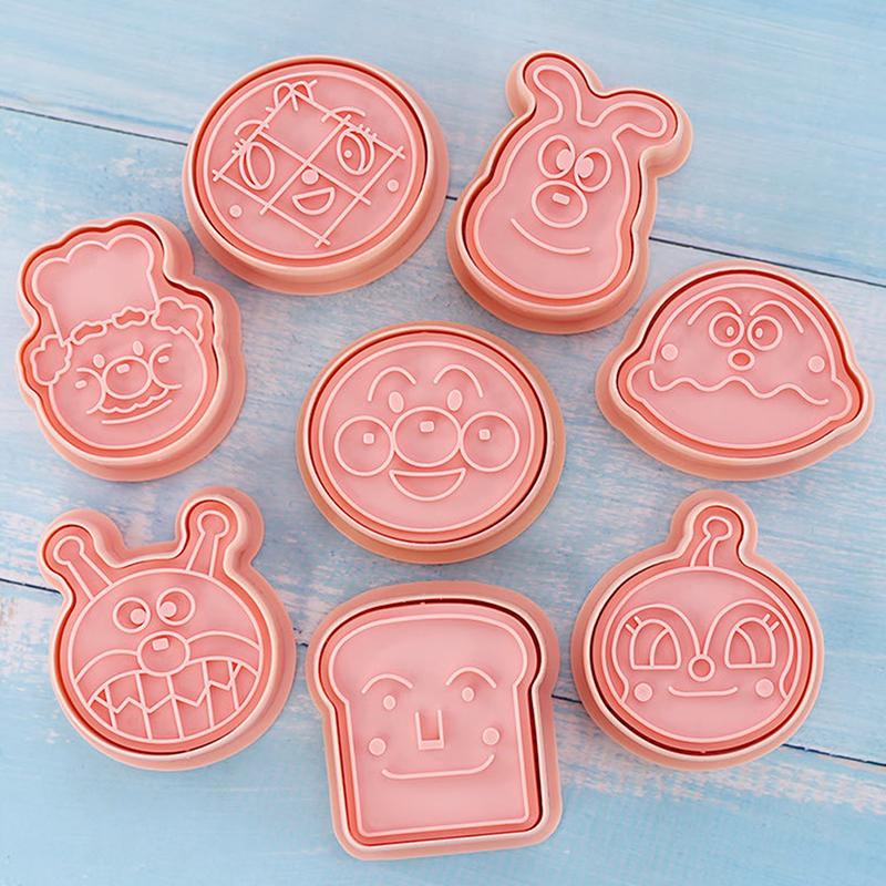 Anpanman 8 Piece Set Shape Cookie Cutters Fondant Cutter Plastic Cookie Mold DIY Fondant Pastry Decorating Baking Cooking Tools