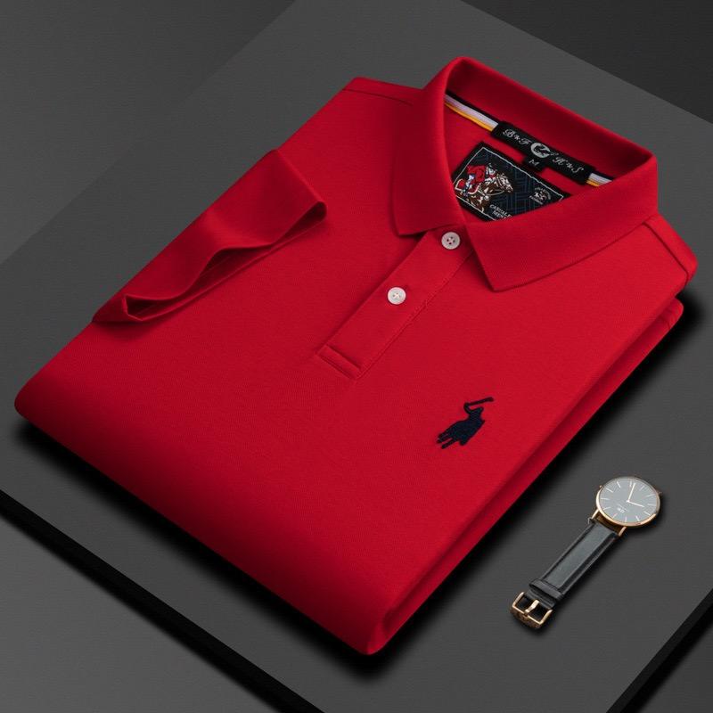 TrendHub Kortermet Poloskjorte Herre Mote Utsøkt Pony-broderi Komfort Business Casual T-skjorte