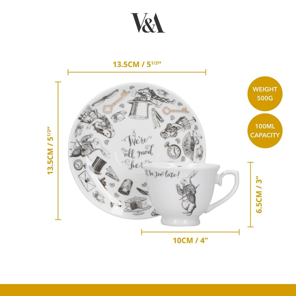 Victoria Albert Alice v říši divů Espresso šálek a bílý podšálek,