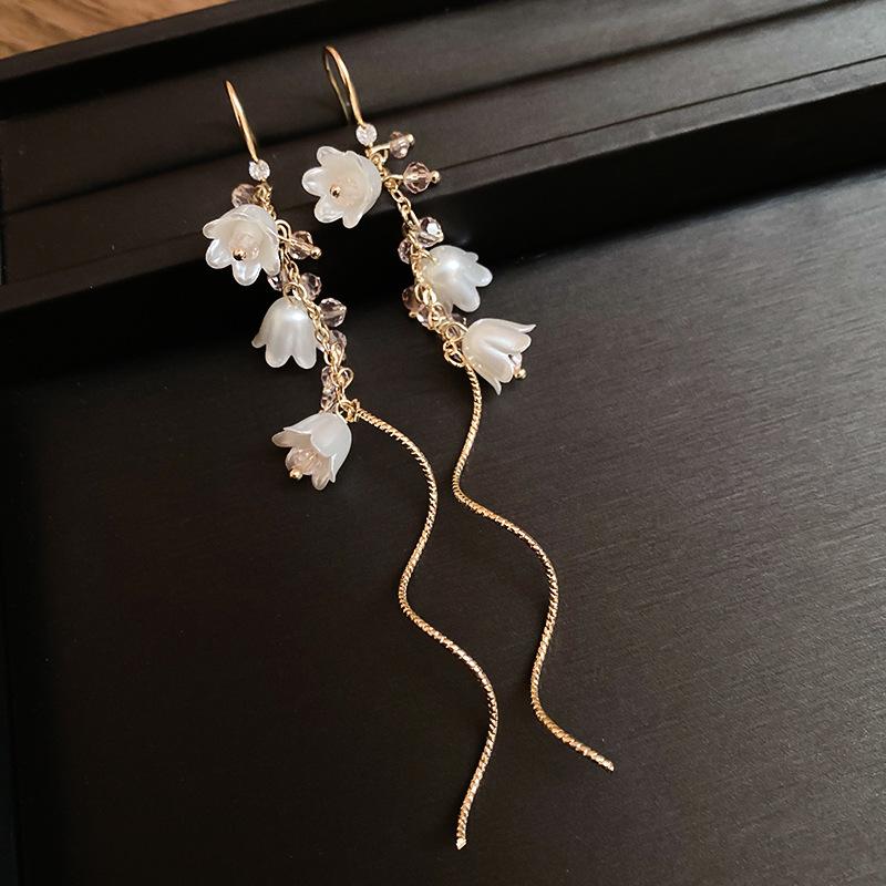 Lily Of The Valley Leaf Water Drop Resin Dangle Earrings For Women Partysu New In Earring Hook Vintage Fashion Cheongsam Jewelr