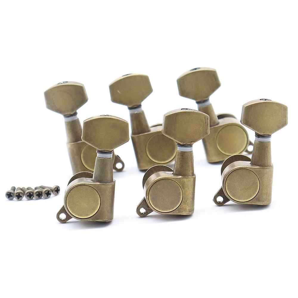 1Set Electric Guitar Tuning Pegs Guitar Tuners Machine Head Small Square Handle Red Copper/Bronze