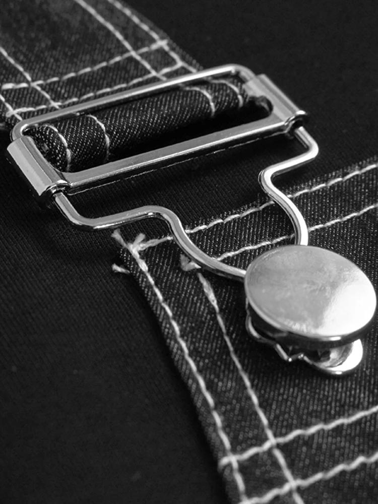 Xitao Robe en jean patchwork à bretelles fausses deux pièces ZYY1066