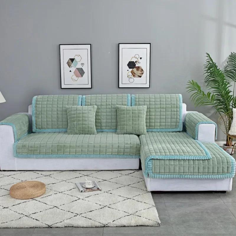 Утолщенный современный плюшевый чехол для дивана — фото 7