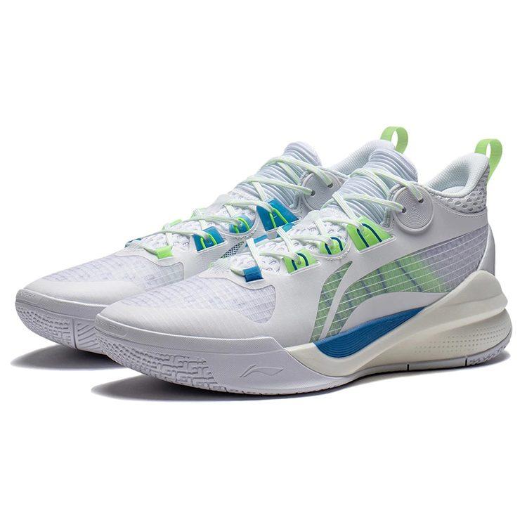 Li Ning Sonic 10 Team Basketballschuhe Herren Mittelhoch Standard Weiß/Neongrün ABPS015-1